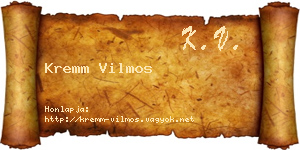 Kremm Vilmos névjegykártya